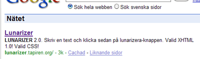 Sökresultat med css och xhtml-länkar